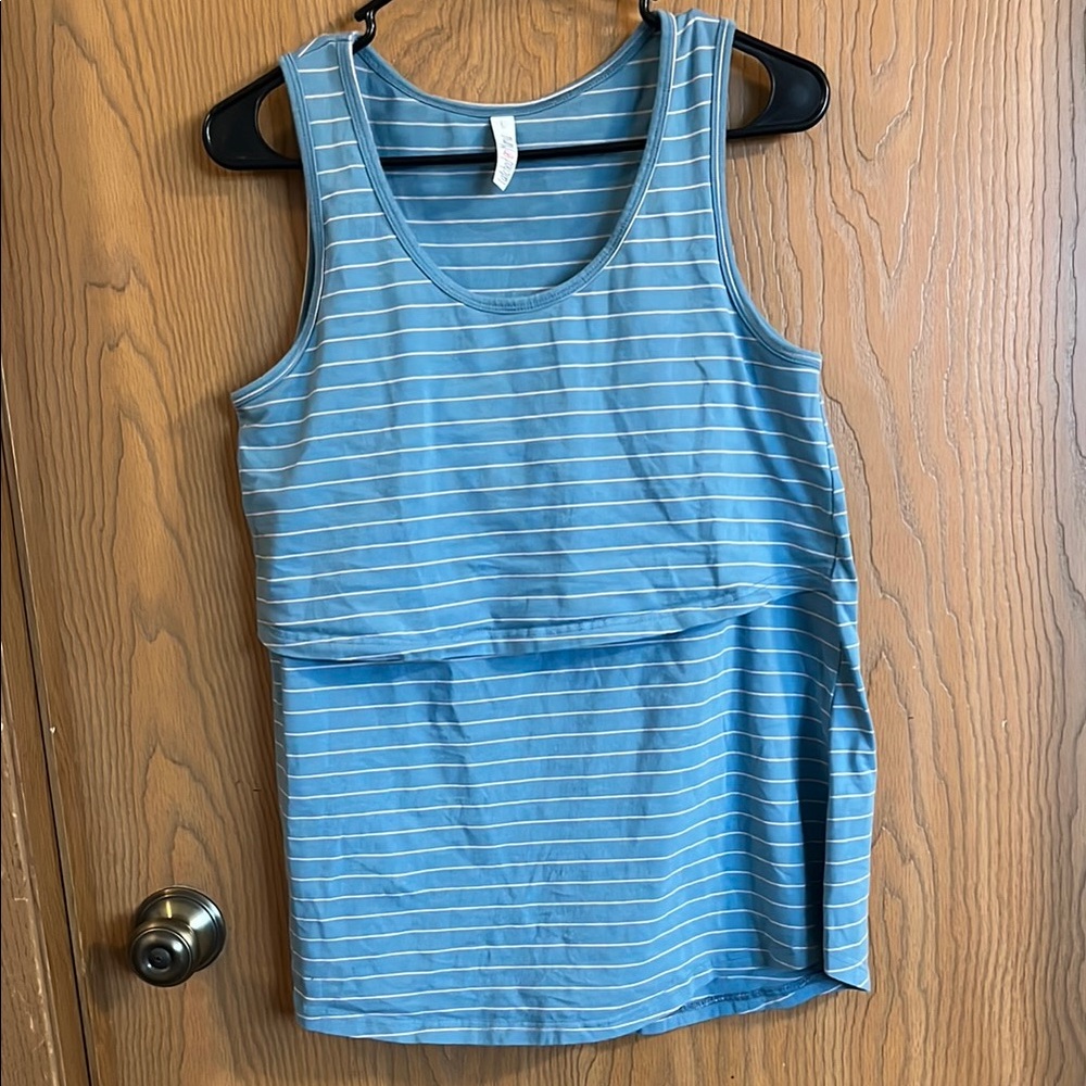Latched Mama Blue Striped Tank Top